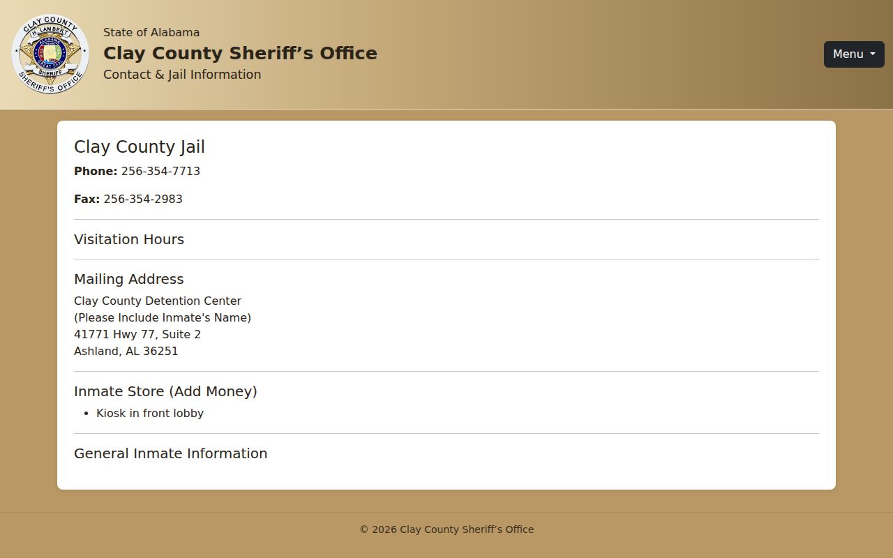 Clay County active warrant sheriff and detention contact information