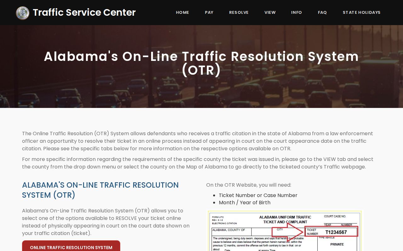 Clay County traffic warrant Online Traffic Resolution entry fields