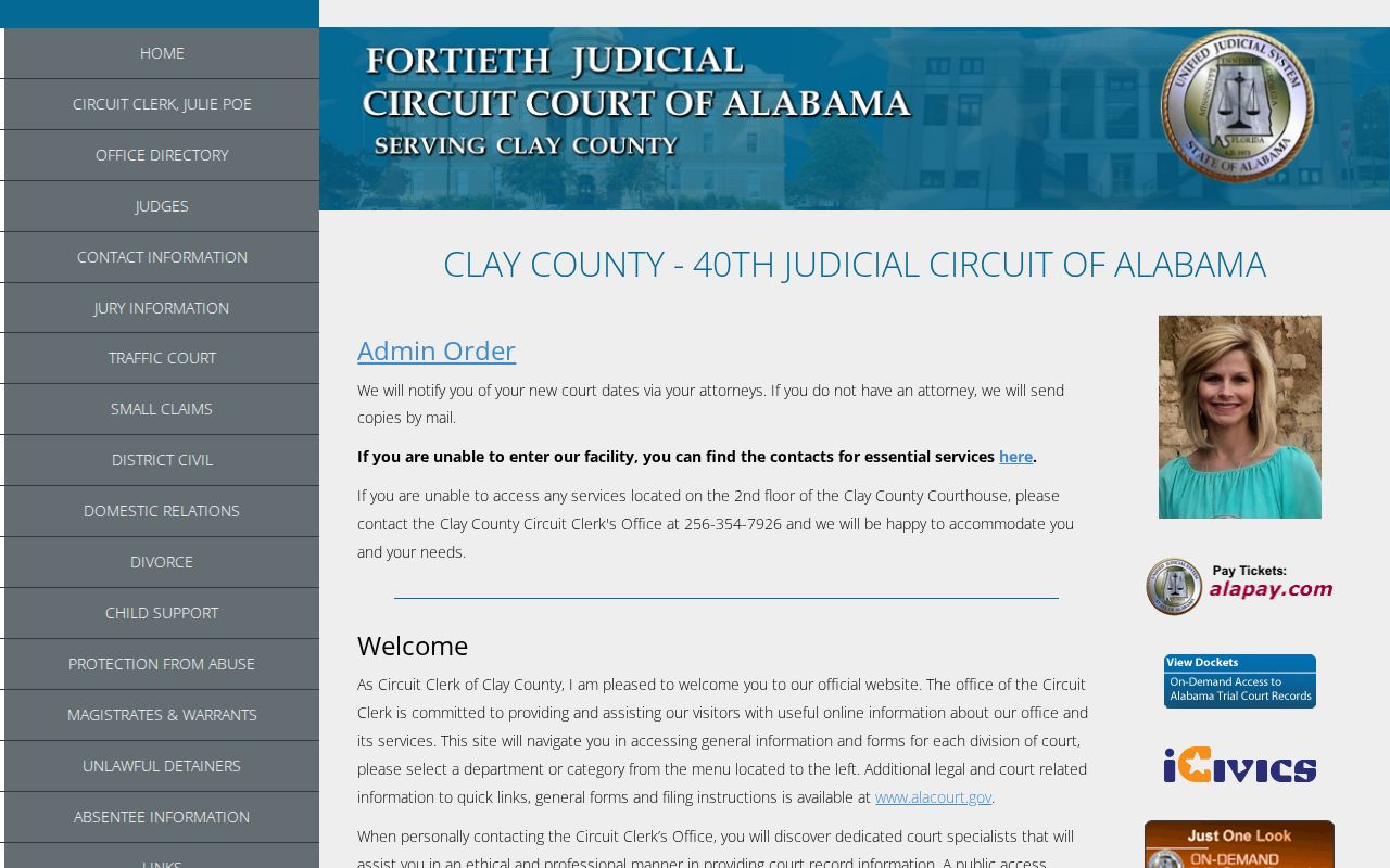 Clay County courthouse access information for warrant records